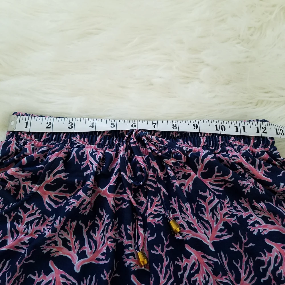 Simply Southern Coral Print Pull-On tassel shorts